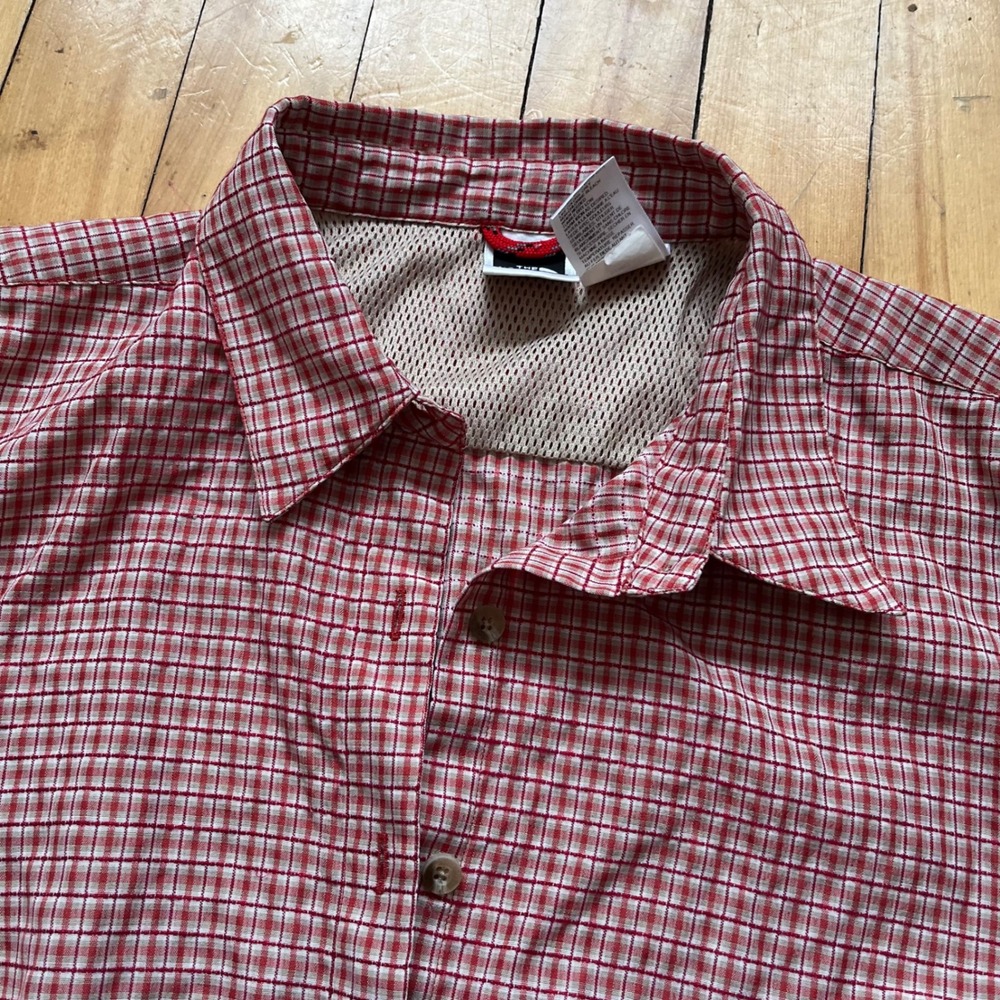 The North Face Womens Plaid Sleeveless Button Up Shirt XL TG Red White